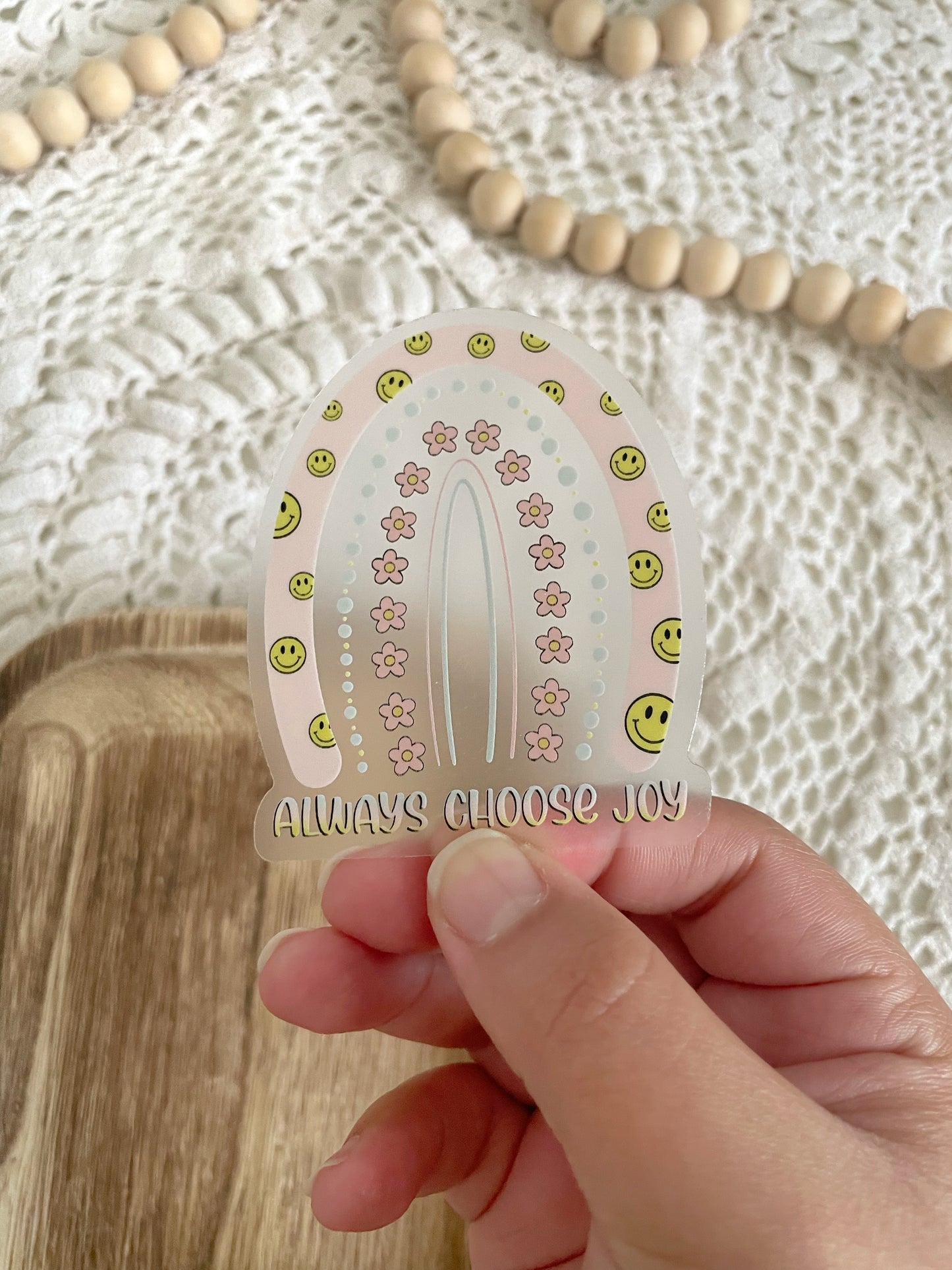 Clear Smiley Rainbow | 2.4"x3.0"