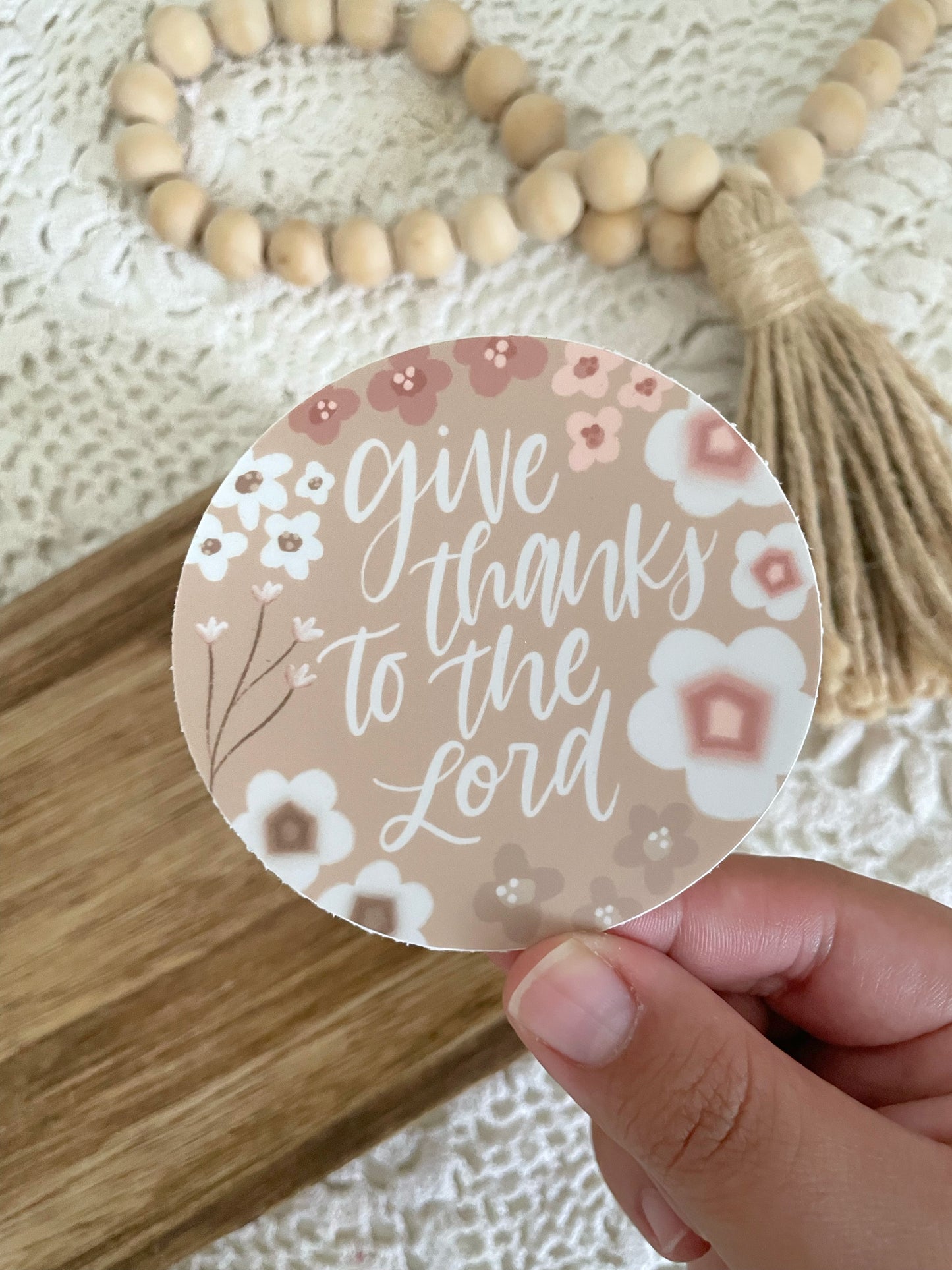 Die Cut Give Thanks Sticker | 3"X3"