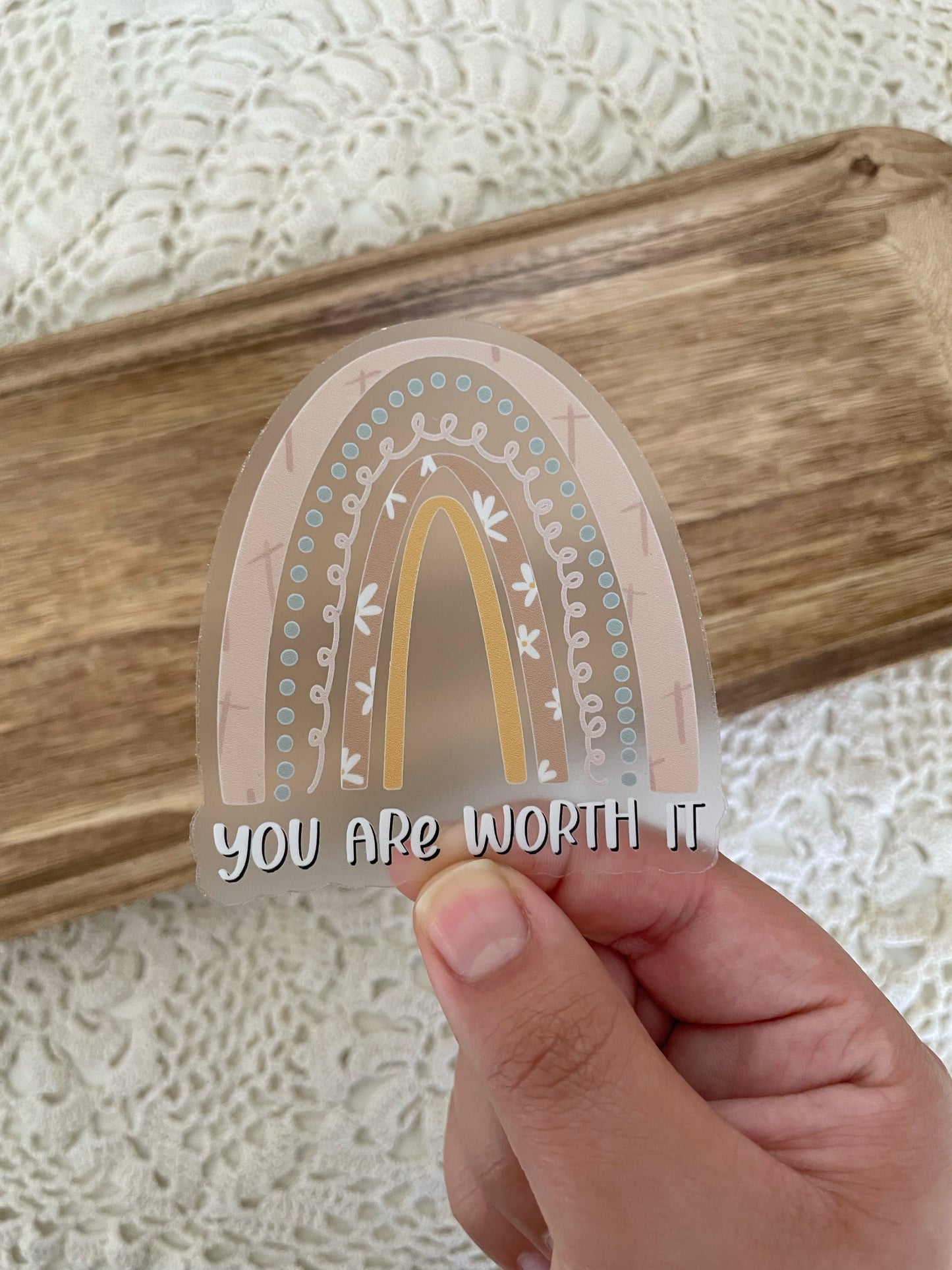 Clear You Are Worth It Rainbow Sticker | 3"x3"