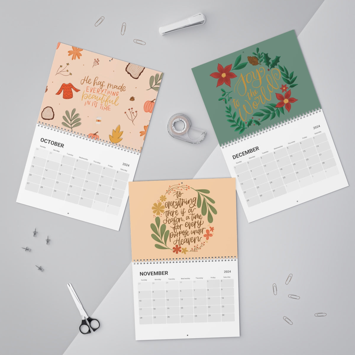 Clear Calendar Stickers Jan-Dec 2024 – Virgo and Paper