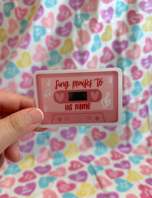 Clear Sing Praises Cassette Sticker | 3.0"x2.0"