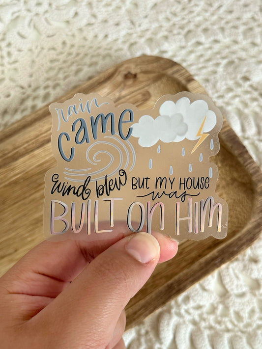 Clear Built On Him Sticker | 3"x2.5"