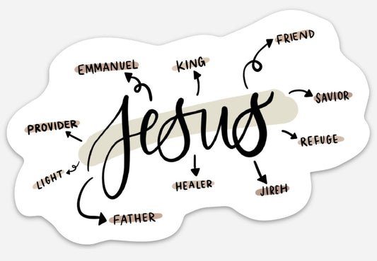 Jesus & His Names Bumper Sticker | 5"x3.24"