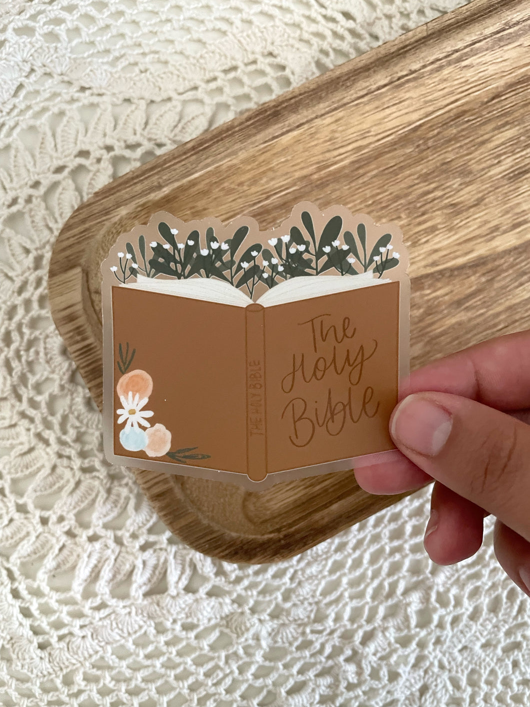 Clear Floral The Holy Bible Sticker | 3