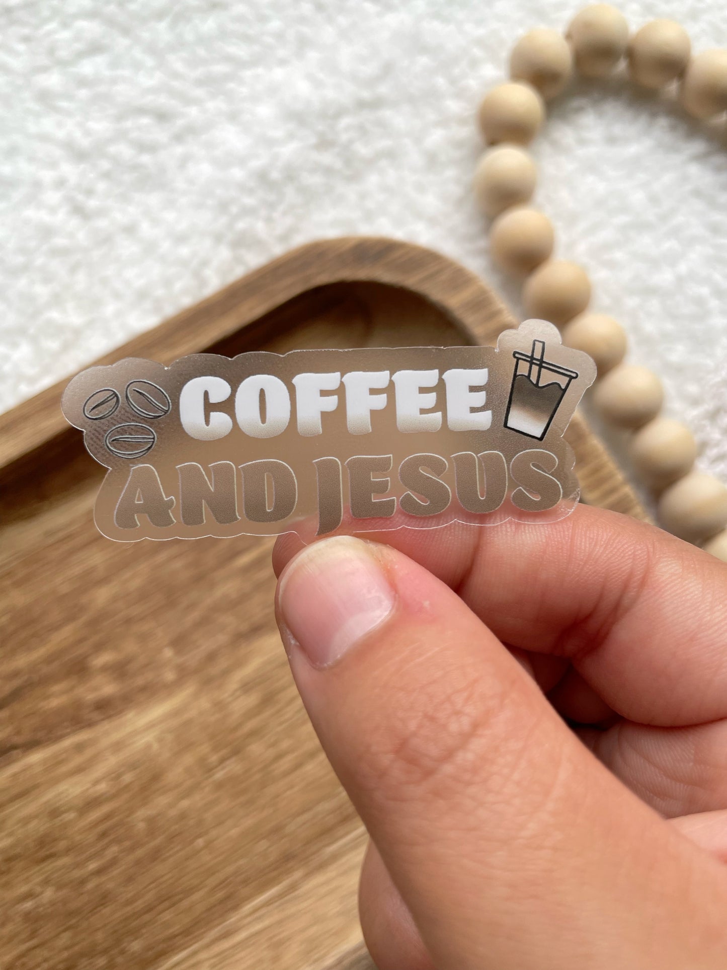 Clear Coffee and Jesus Sticker | 2.37"x 1"