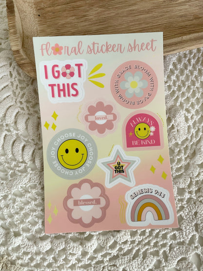 Floral Sticker Sheet | 4"x6"