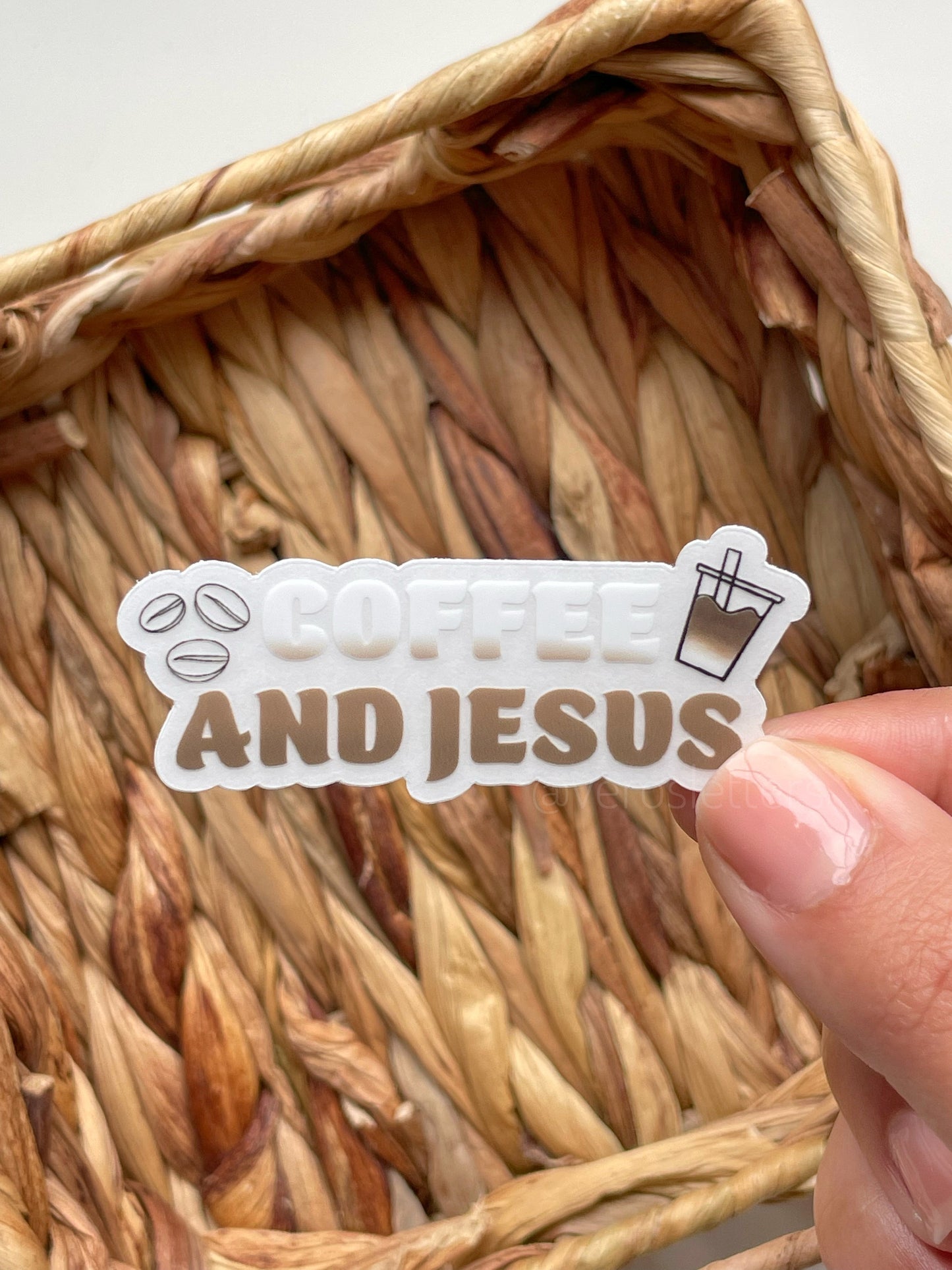 Clear Coffee and Jesus Sticker | 2.37"x 1"