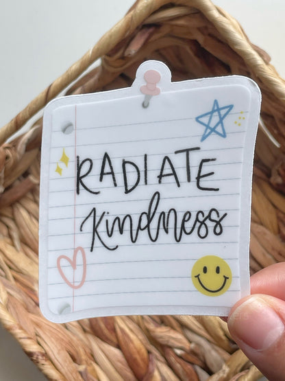 Clear Radiate Kindness Sticker | 2.53"x3"