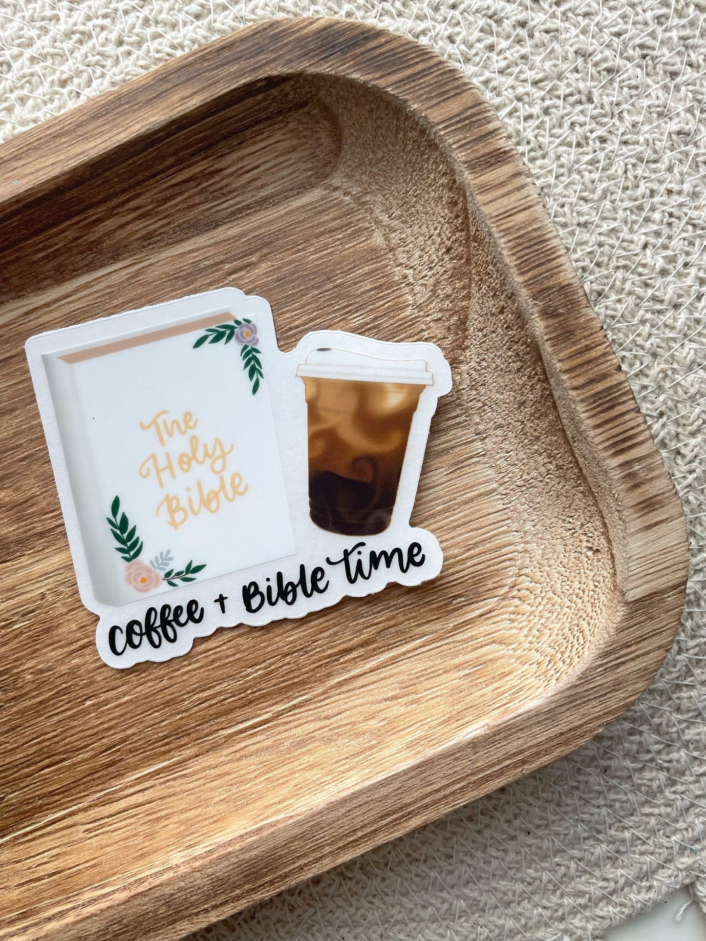 Clear Coffee + Bible Time Sticker | 3.0"x2.7"