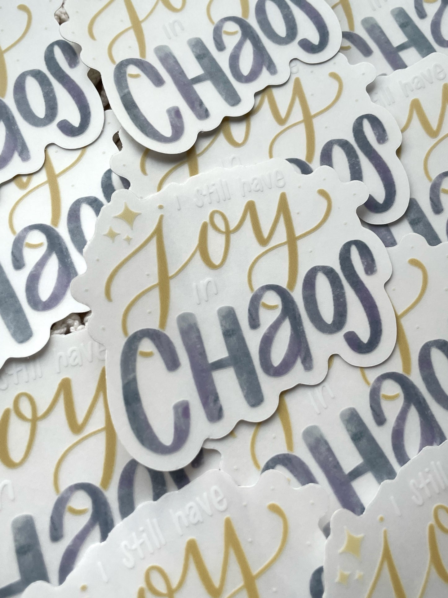 Clear Joy In Chaos Sticker | 3"x2.66"