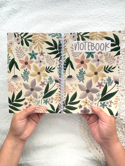 Yellow Floral Spiral Lined Notebook | 6"x9"